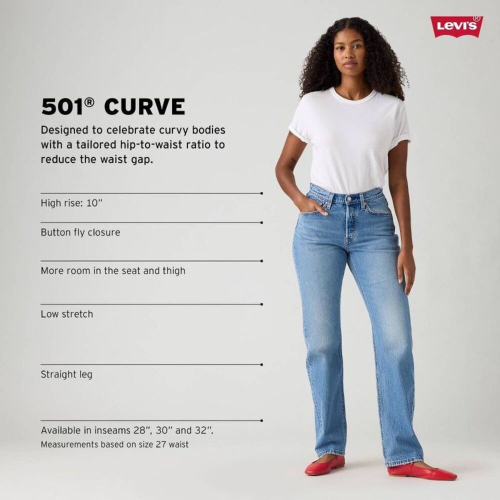 Levi's Wide Leg Jeans in Faded Blue Denim with Stud Detail - Picture 4 of 5